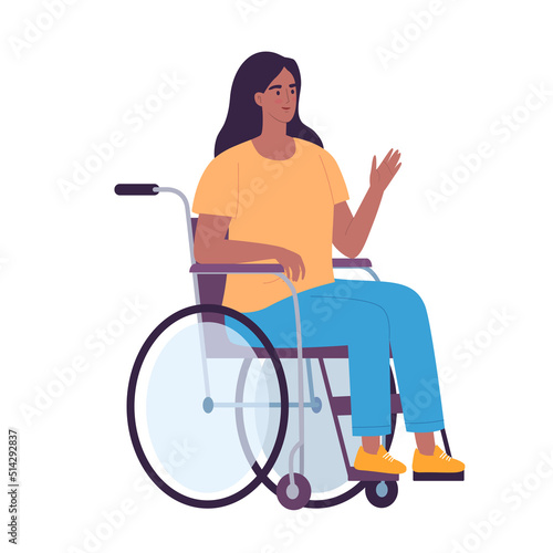 Beautiful girl with disabilities sitting on the wheelchair