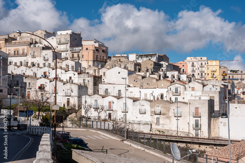 View of historic old downtown Monte Sant Angelo, Gargano Peninsula in Italy photo