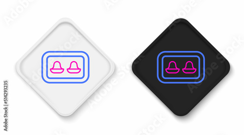 Line Earplugs with storage box icon isolated on white background. Ear plug sign. Noise symbol. Sleeping quality concept. Colorful outline concept. Vector