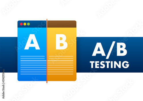 AB testing, split test. Bug Fixing, User Feedback. Homepage landing page template. Vector stock illustration.