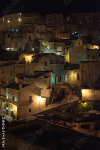 Detail of the Sassi of Matera at night