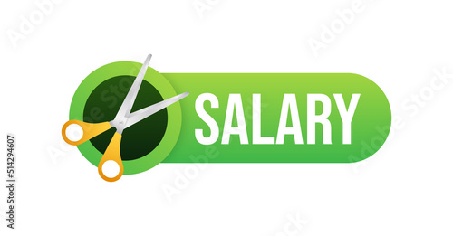 Salary cut green image. Business concept. Business icon. Flat design.