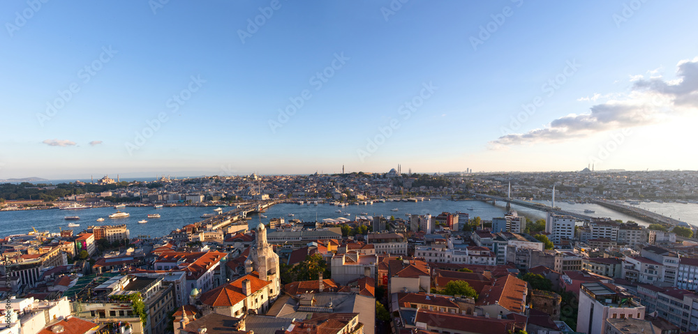 Golden Horn panoramic view from Galata tower, Istanbul - Turkey