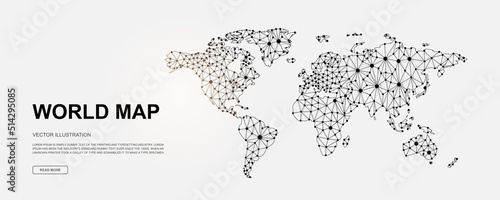 World Map 3d low poly symbol for landing page template. Geography design illustration. Polygonal Earth illustration for homepage design, adv page photo
