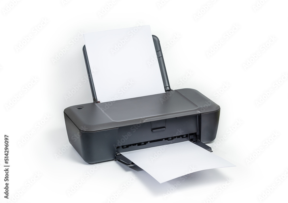 Grey InkJet printer isolated on white background with clipping path included Grey InkJet printer isolated on white background with clipping path included