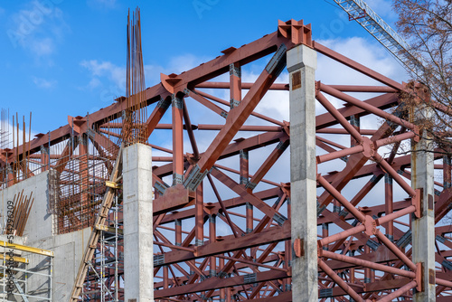 Принти на полотні Structure of industrial building with prefabricated engineering formwork under construction