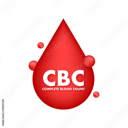 CBC - Complete blood count. Health care. Blood test. Vector stock illustration.