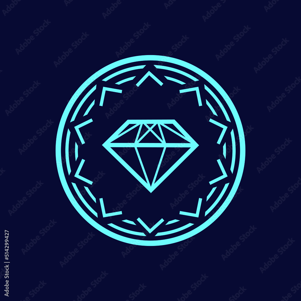 Diamond icon, crystal stone in a circle, vector design Diamond icon, crystal stone in a circle, vector design