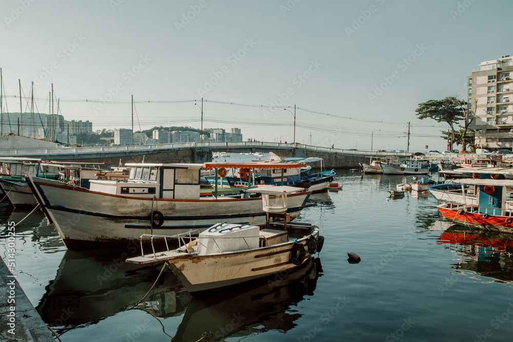 Fototapeta premium view of the boats in the Urca neighborhood, Rio de Janeiro