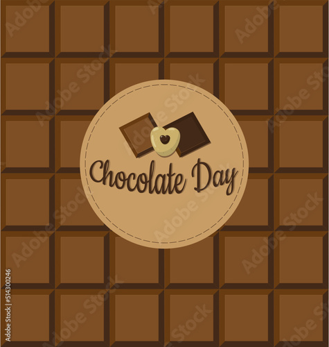 Chocolate pieces and chocolate hearts. Happy world chocolate day July 6