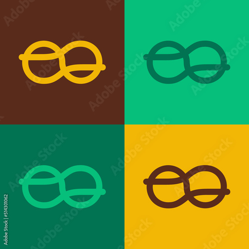 Pop art Nautical rope knots icon isolated on color background. Rope tied in a knot. Vector