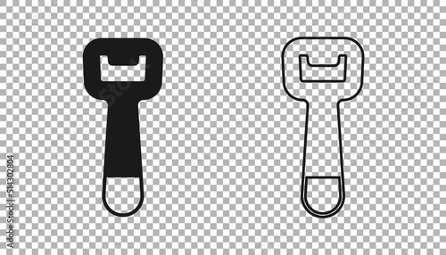 Black Bottle opener icon isolated on transparent background. Vector
