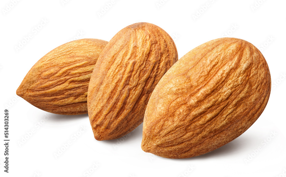 Delicious almonds, isolated on white background Delicious almonds, isolated on white background