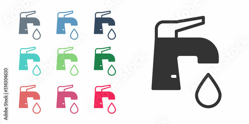 Black Water tap icon isolated on white background. Set icons colorful. Vector