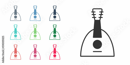 Black Musical instrument balalaika icon isolated on white background. Set icons colorful. Vector