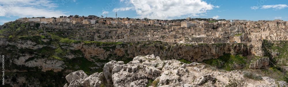 Obraz premium Great panoramic view of historic downtown Matera, Southern Italy