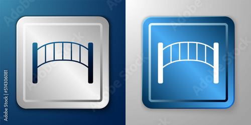 White Playground kids bridge icon isolated on blue and grey background. Silver and blue square button. Vector