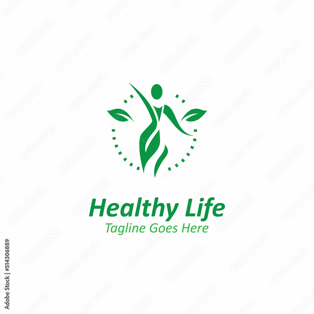 People leaf wellness logo abstract nature design Vector