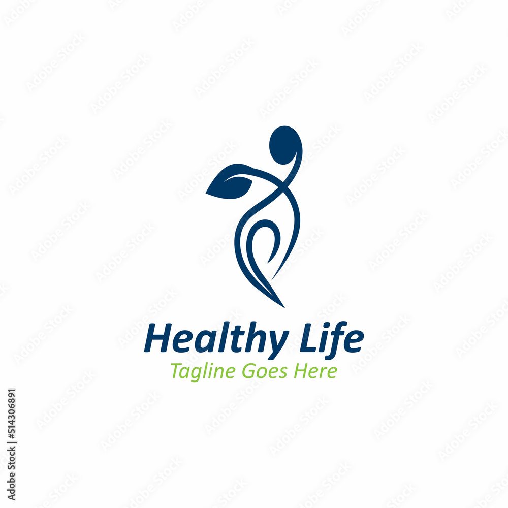 Fototapeta premium People leaf wellness logo abstract nature design Vector