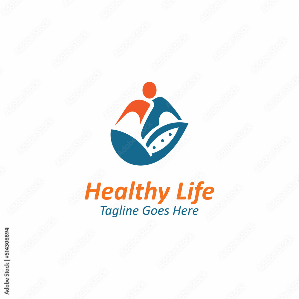 Fototapeta premium People leaf wellness logo abstract nature design Vector