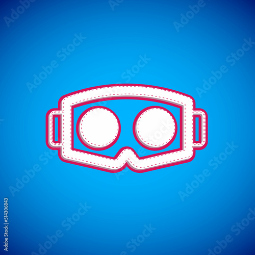 White Virtual reality glasses icon isolated on blue background. Stereoscopic 3d vr mask. Optical head mounted display. Vector