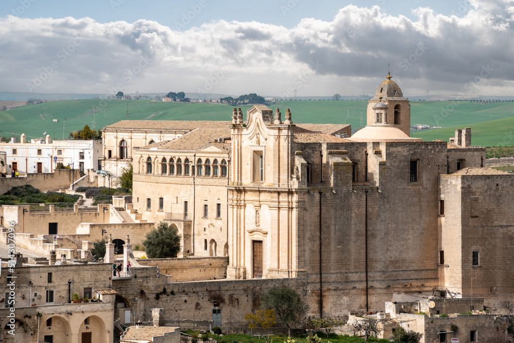 View on convent Saint Agostino in Matera, Southern Italy