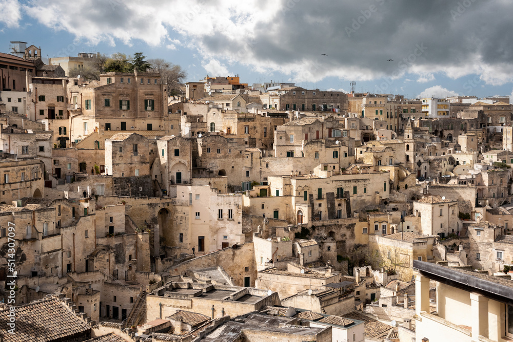 Panoramic view of the famous Sassi di Matera, Southern Italy
