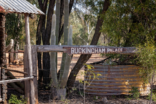 Fotografie, Obraz Buckingham Palace Hand Painted Humorous Sign Outback Australia