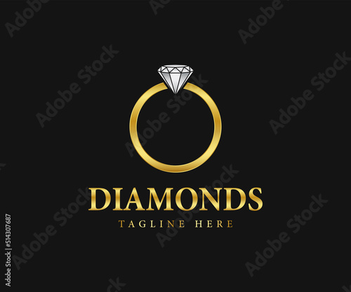 Diamond ring logo design, Jewelry logo design.