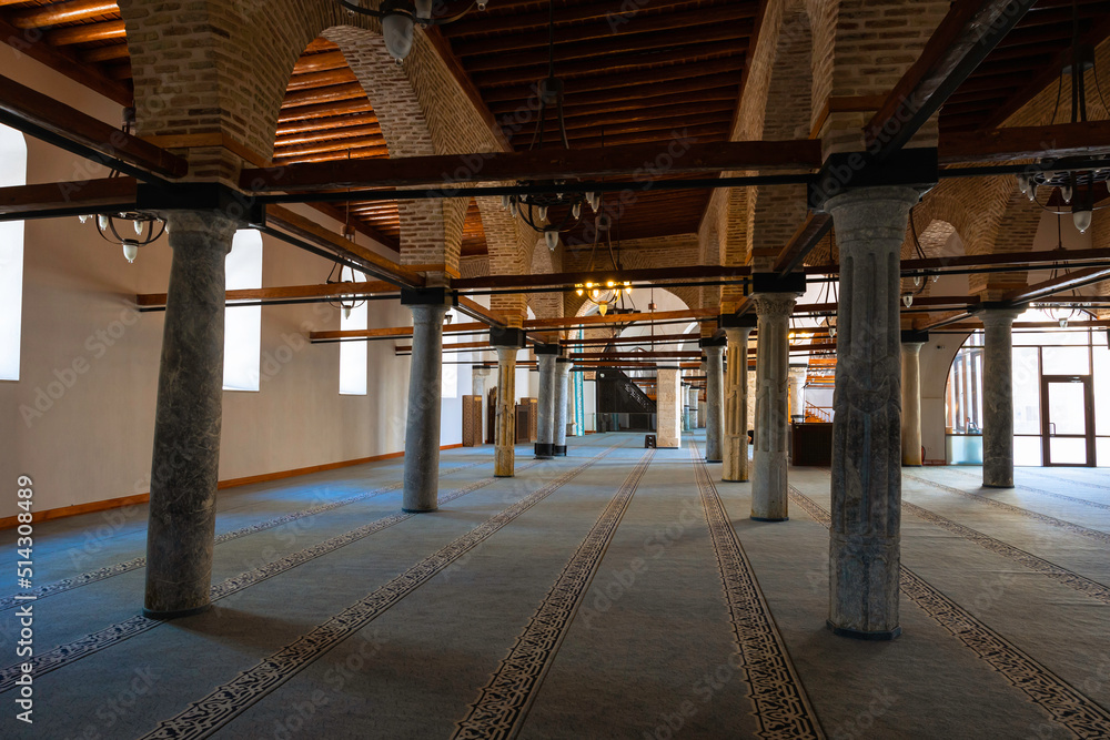 Interior of Konya Alaaddin Keykubad Mosque. Islamic architecture background
