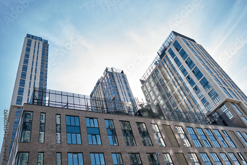 Photography Moscow, Russia 2022 New buildings facades in housingresidential complex Moscow city, Russia