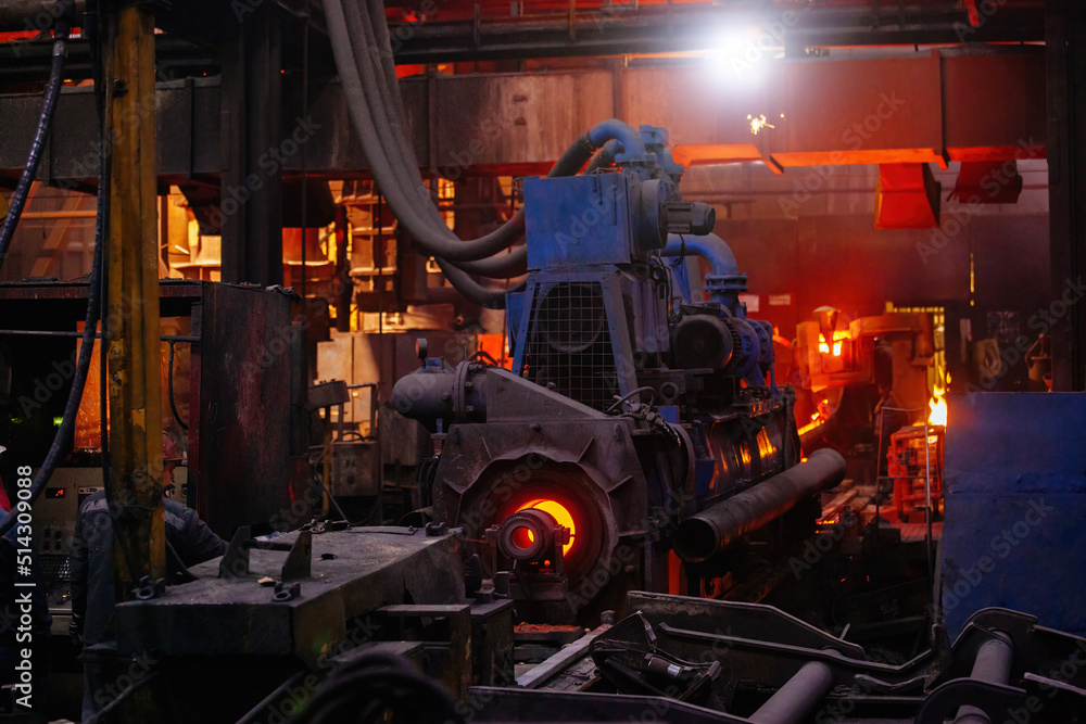 Process of Iron pipe casting at the foundry Process of Iron pipe casting at the foundry