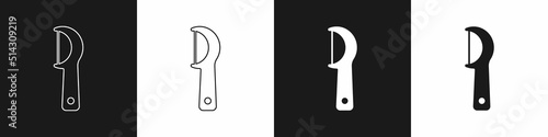 Set Dental floss icon isolated on black and white background. Vector