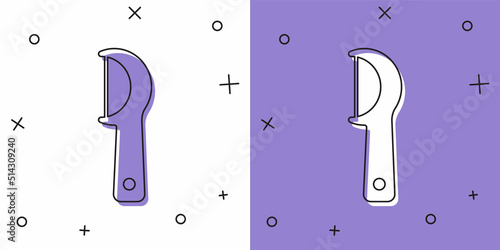 Set Dental floss icon isolated on white and purple background. Vector