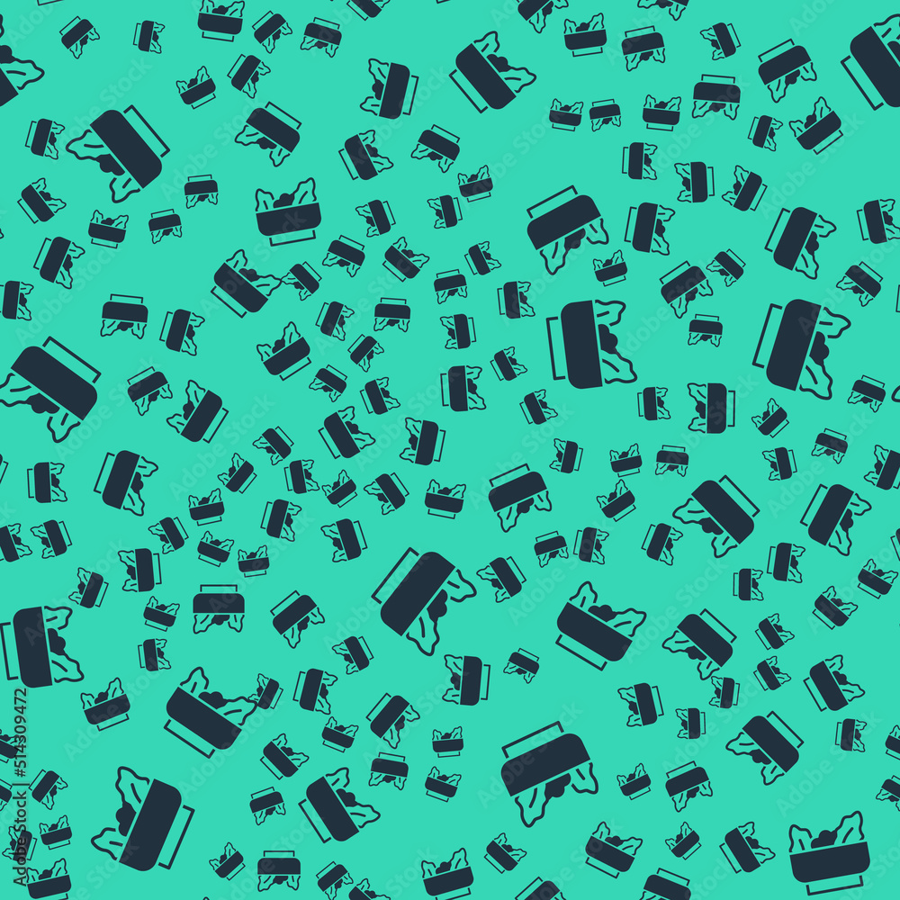 Black Wonton icon isolated seamless pattern on green background. Chinese food. Vector Black Wonton icon isolated seamless pattern on green background. Chinese food. Vector