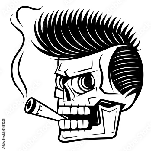Vintage skull in navy seal beret smoking cigar in smoke cloud with crossed knives isolated vector