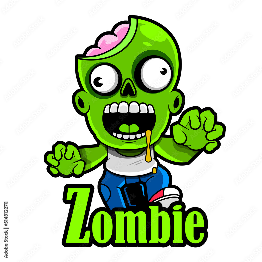 Obraz premium Vector illustration of halloween zombies. Green zombies. Ready for party. 31 October. Halloween