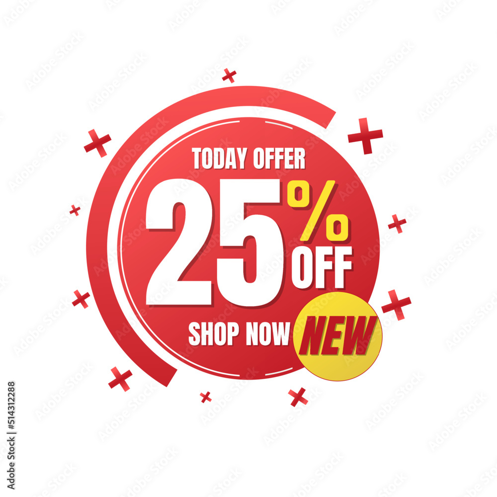 25% percent off, shop, now, Today offer, 3D red and yellow design of a bubble, new discount offers , Vector illustration, Twenty-five 25% percent off, shop, now, Today offer, 3D red and yellow design of a bubble, new discount offers , Vector illustration, Twenty-five