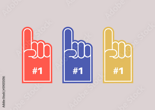 A set of foam finger gloves, a sport game support concept