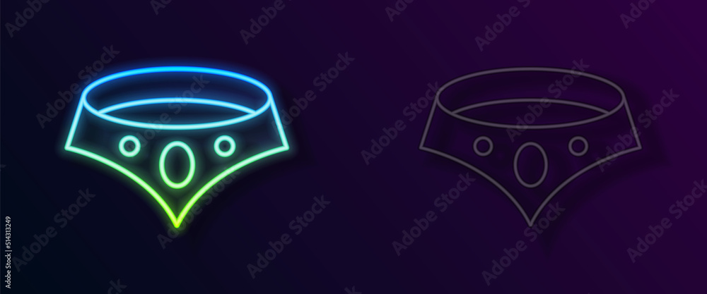 Glowing neon line Necklace icon isolated on black background. Vector Glowing neon line Necklace icon isolated on black background. Vector