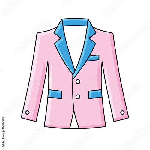 Pink blue fashionable blazer or suit jacket isolated vector, haute couture, vogue and glamour.