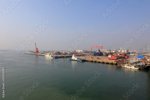 The ships docked at a shipyard Wharf, North China
