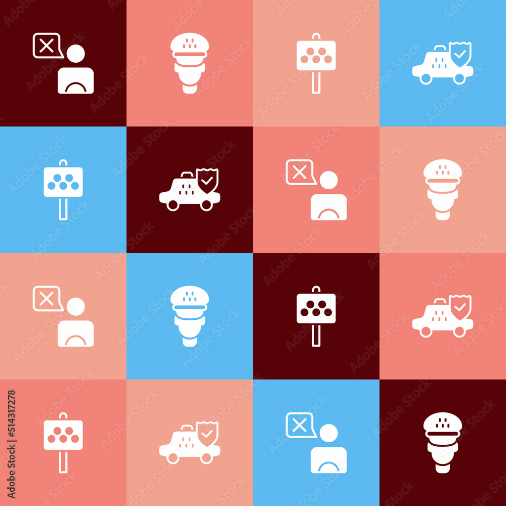 Set pop art Taxi driver, Road sign for taxi stand and car insurance icon. Vector Set pop art Taxi driver, Road sign for taxi stand and car insurance icon. Vector