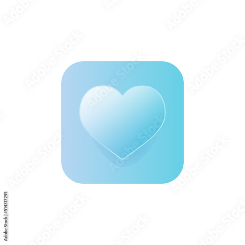 Glass morphism heart icon design vector