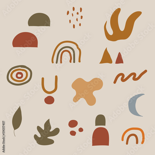 Boho Abstract Shapes with Earth tone color