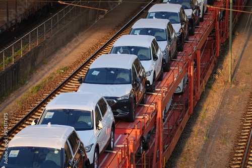 Canvas Print railway car transporter - goods export of economy
