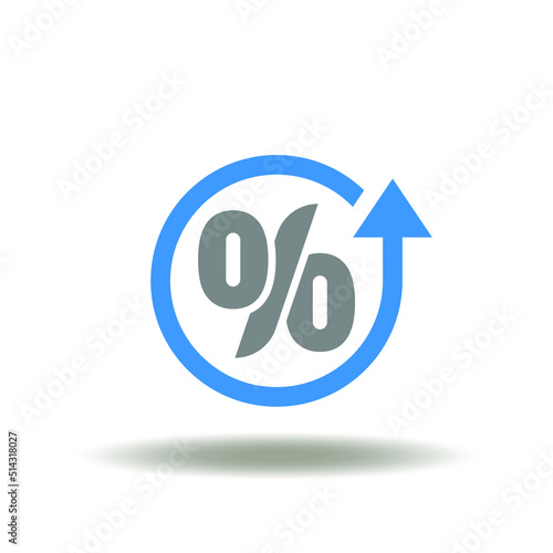 Vector illustration of round update or back arrow with percent. Symbol of PIP Percentage In Point. Sign of tax, fees reduction.
