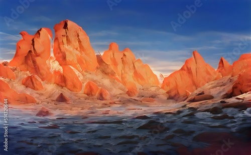 illustration of a beautiful mountain landscape