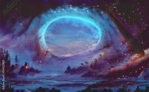 Fototapeta Naklejka Na Ścianę i Meble -  3d rendering of a dreamy mirage. sci fi planetscape