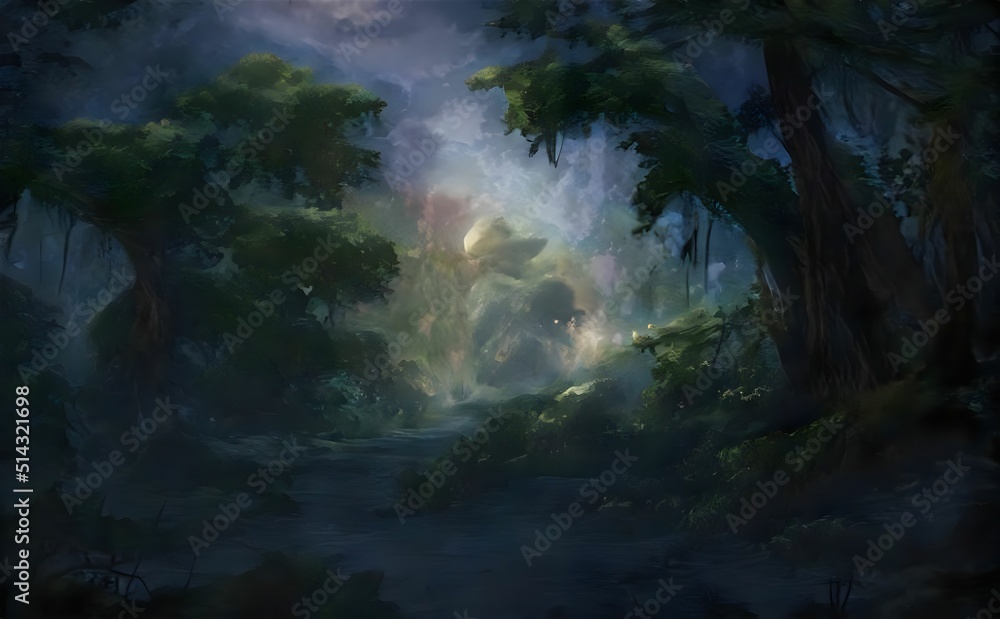 illustration of a dark forest